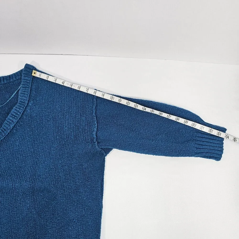 Free People Brookside Slouchy Sweater Halcyon Blue Oversized Textired Knit Sz M
